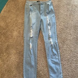 Plus Size 2XL, Fashion Nova Light Blue Denim, Stretchy Skinny Jeans , worn once